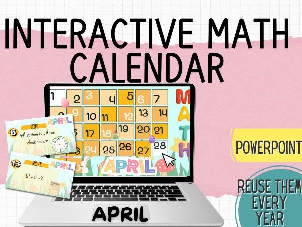 April Interactive Maths Calendar| Daily Maths Challenges | PowerPoint (KS2)