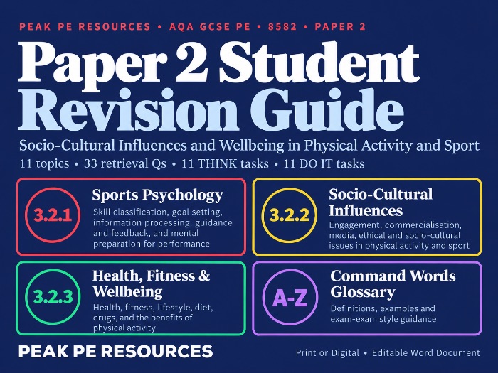 AQA GCSE PE (8582) - Paper 2 Student Revision Guide (Retrieval, Think & Do It)